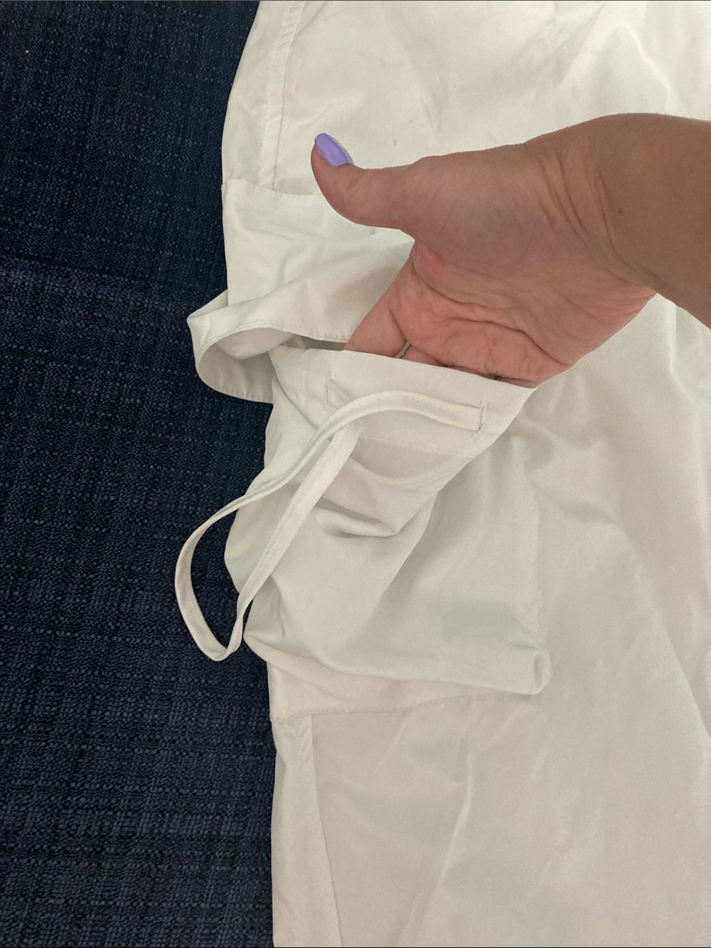 White Cargo Drawstring Pants - Picture 2 of 6